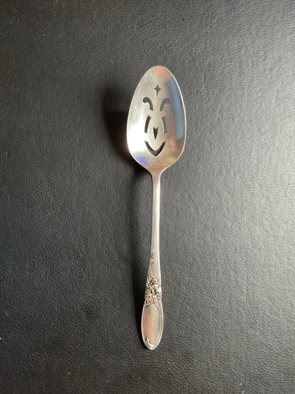 Community White Orchid Ornate Silver Plated Pierced Serving Spoon